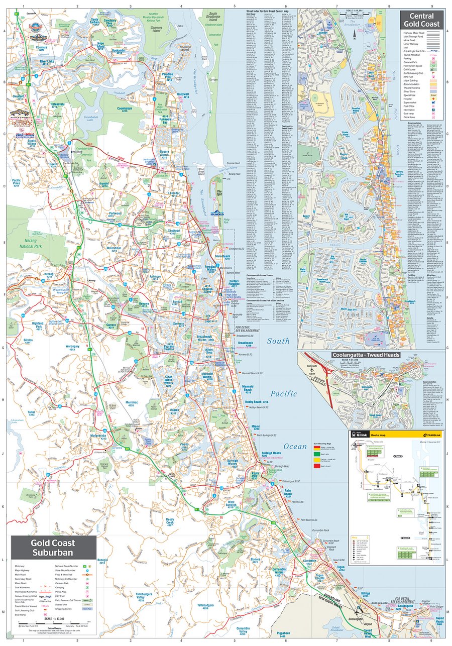 Gold Coast Map Unlaminated 700x1000mm