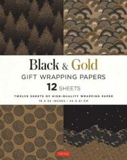 Black & Gold Gift Wrapping Papers - 12 Sheets