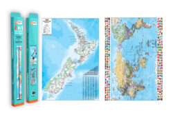 Twin Pack NZ 2 in 1 World & Flags Map New Edition