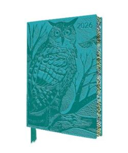 Angela Harding: Long Eared Owl 2026 Artisan Art Vegan Leather Diary Planner - Page to View with Notes