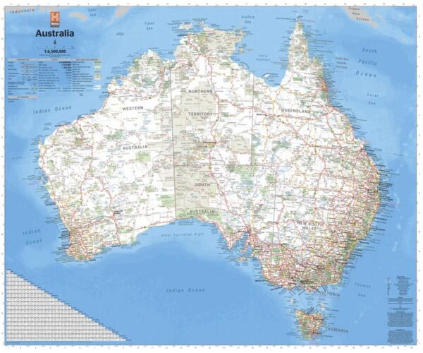 Australia Wall Map Laminated Paper Handy Map 745 x 620